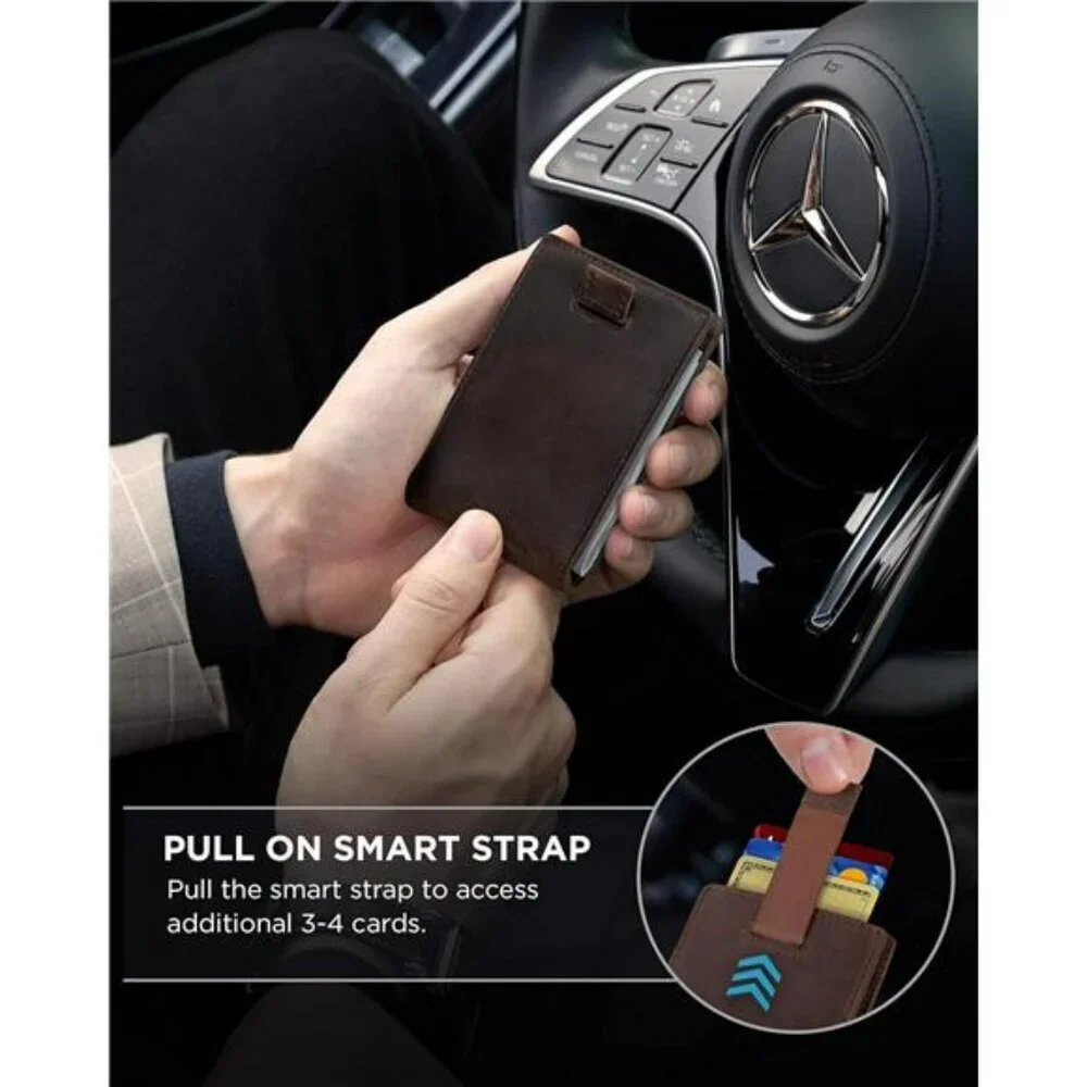 SERMAN BRANDS RFID Blocking Slim Leather Bifold Wallet for Men with Money Clip
